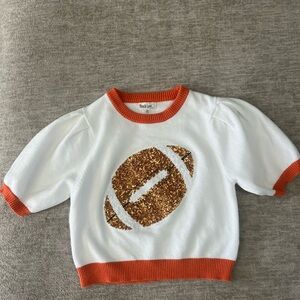 Peach Love California Sweater - White with Orange Trim